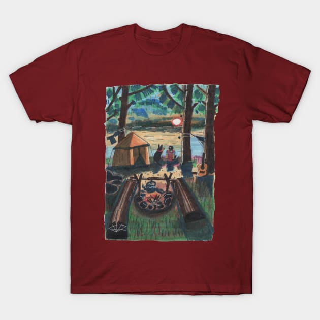 Quiet Sundown by the River T-Shirt by Mila-Ola_Art